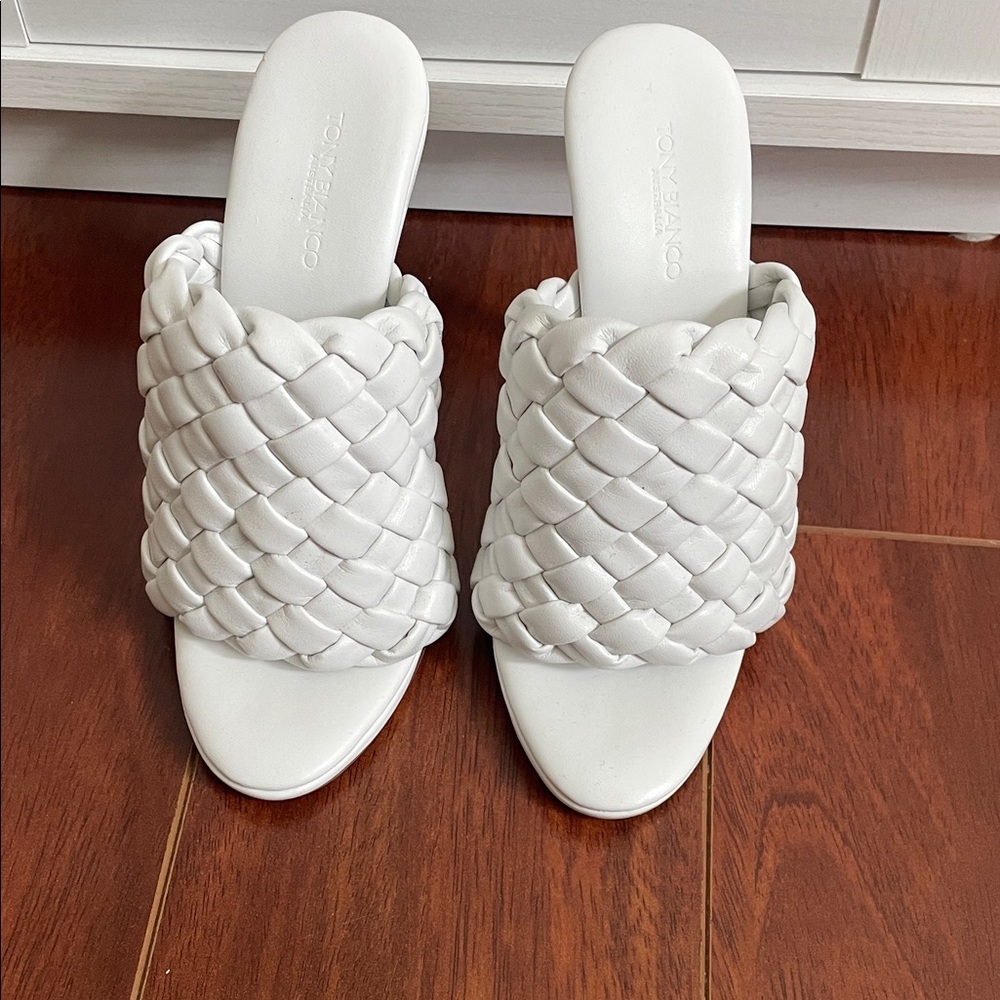 Tony Bianco White Braided Mules